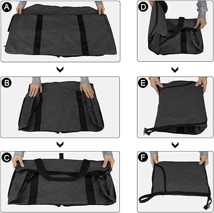 65L Sort, foldbar duffelbag til mænd, vandafvisende, stor, letvægts