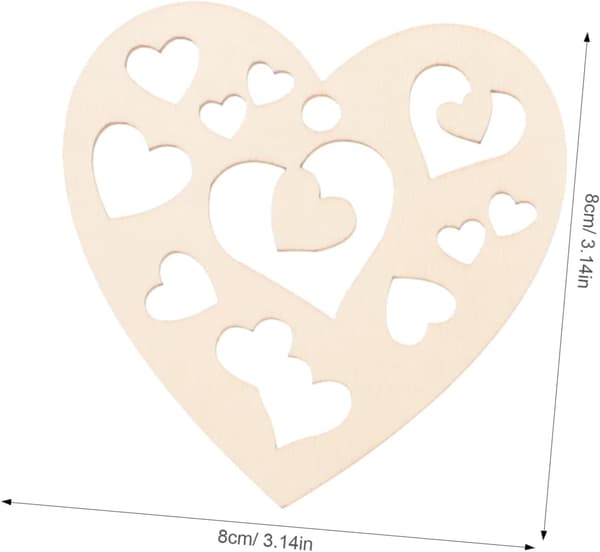 80 st. hjerteformede treskiver for DIY-håndverk med snor til Valentinsdagen
