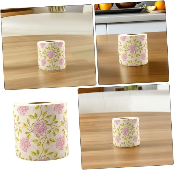 Printed Bamboo Pulp Toilet Paper with Floral Pattern, Bathroom Novelty