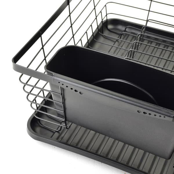 BASIC KITCHEN Opvaskestativ 36,3x30,2 cm i sort metal med plastbund