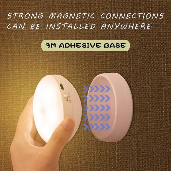 Sensor Light Indoor C-shaped Rechargeable LED Night Light with Auto/On/Off Mode with Removable Magnetic Adhesion (White Light)