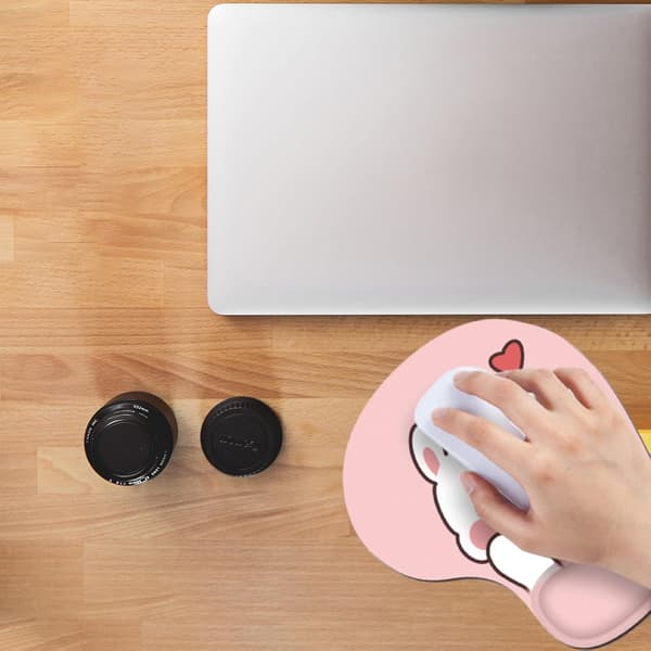Kanin Kærlighed Hjerte Musemåtte Håndledsstøtte Pink Sød Håndledsstøtte Kawaii Skrivebordstilbehør Skridsikker Ergonomisk Musemåtte til Kontor