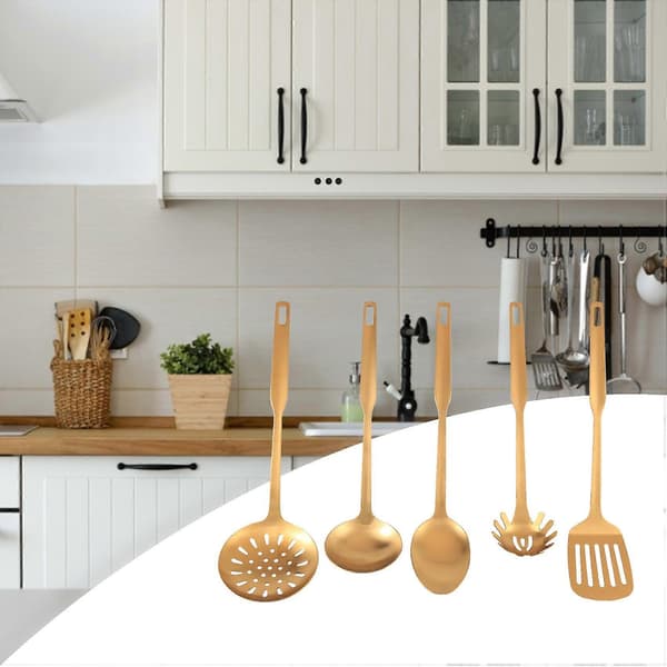 Stainless Steel Kitchen Utensils, 5-Piece Spatula Set, Gold