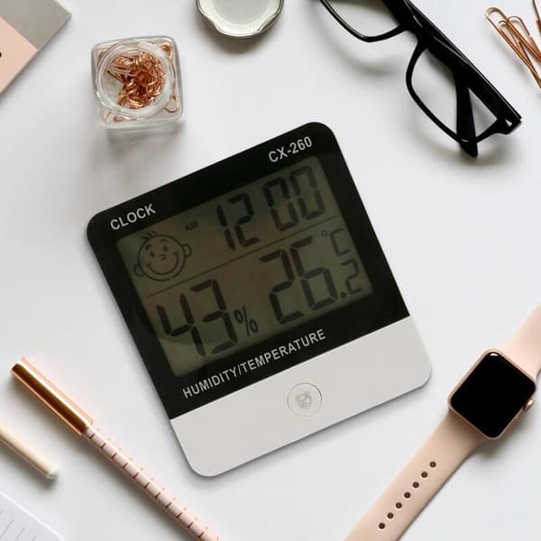 -260 Digitalt Termometer Hygrometer Fugtighedsur Stort LCD Elektronisk Termometer Fugtighedsmåler