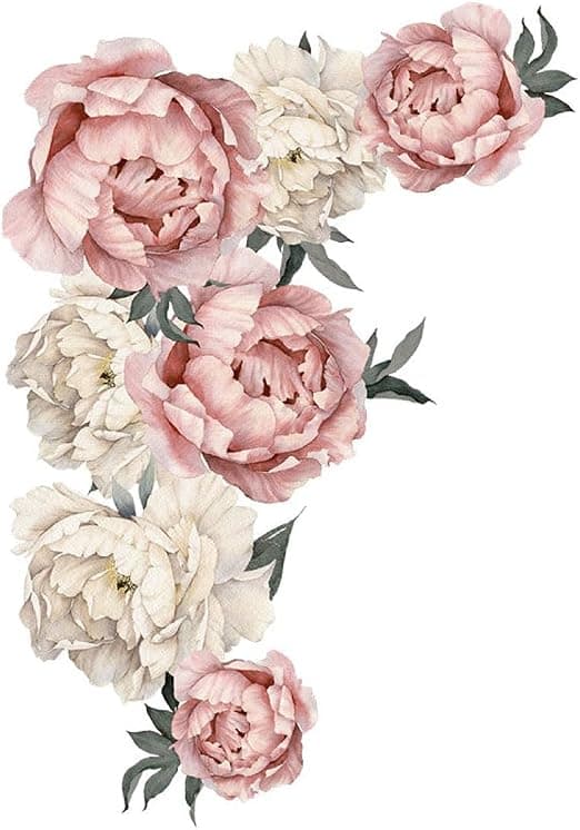 Vackra pionblommor väggdekaler Rosblommor väggdekaler D
