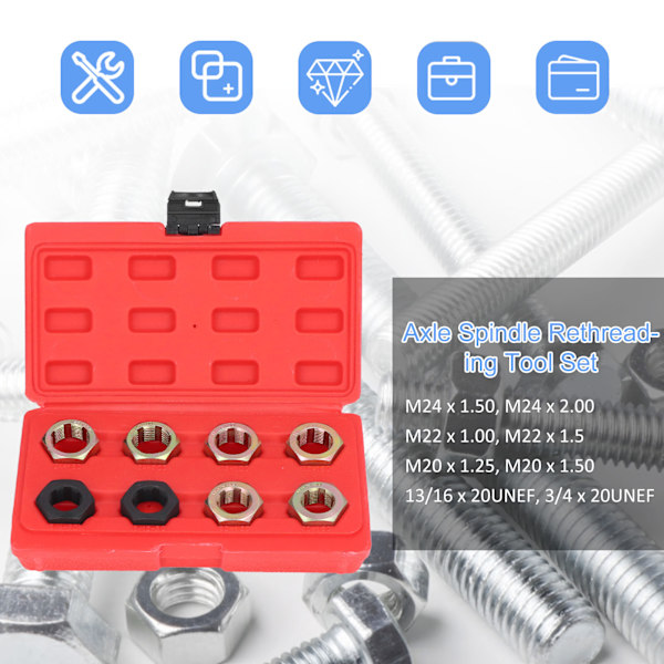 1 set Axle Spindle Thread Restoration Tool Set Multiple Specifications Thread Repair Cleaning Tool