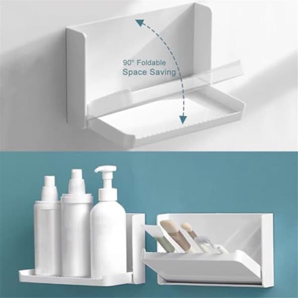 Small Floating Wall Shelf, Foldable Bathroom Shelf, Bedside Phone Shelf, Remote Control, Self-Adhesive Shelf, B