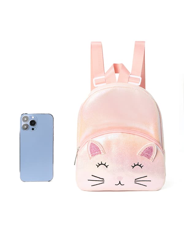 Barn Flickor Söt Katt Broderi Dubbel Ficka