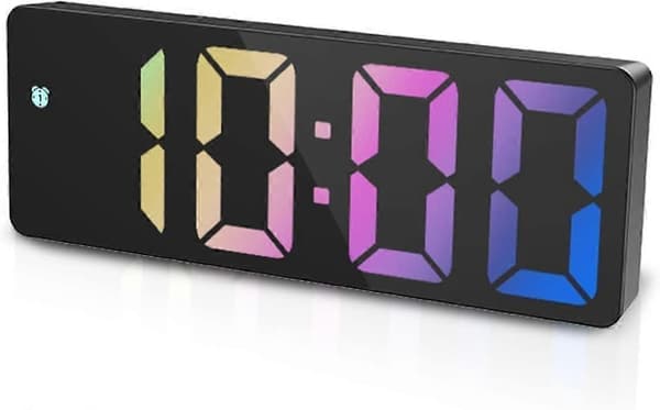 Digital Alarm Clock, Electronic Desk Clock with Temperature Display, Adjustable Brightness, Voice Control, 12/24H