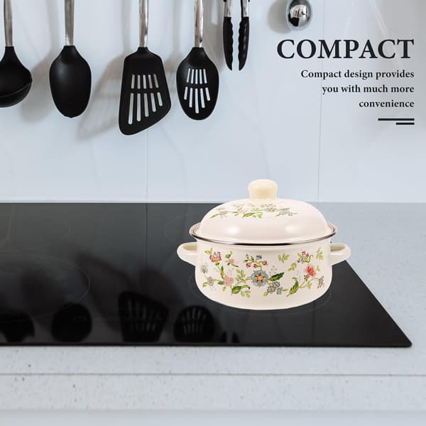 Enamelled Soup Pot for Kitchen, Multifunctional Pot with Lid for Simmering and Cooking Seafood