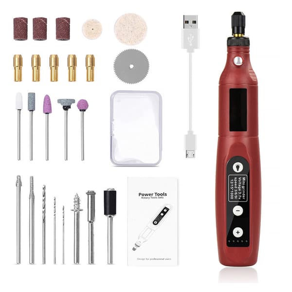 Mini drill roterende verktøy LED trådløs mini drill USB oppladbar DIY polering skjæring