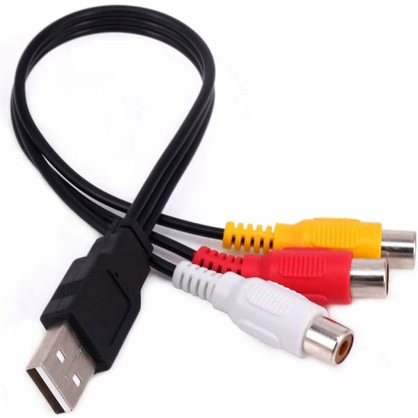 USB til 3RCA han-kabel 0,3 m til 3 RCA hun-jack splitter lyd video AV kompositadapter til TV/PC