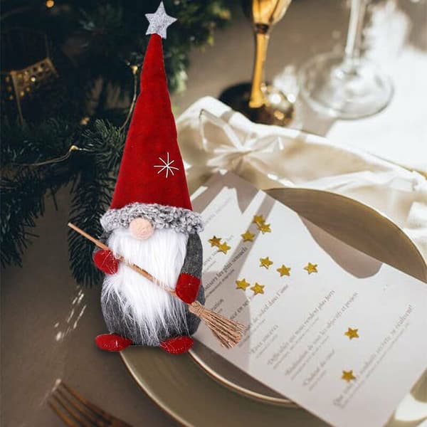 Christmas Decorations Red Santa Snowflake Doll for Party Indoor Office Table Decoration A