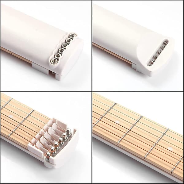 Fickgitarr övningshals, gitarrtränare 6 band bärbart gitarrackord övningsverktyg för nybörjare (FMY) Vit White