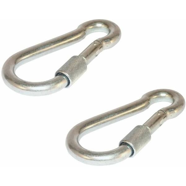 2x låsande karbinhakar, 11 mm diameter x 120 mm längd