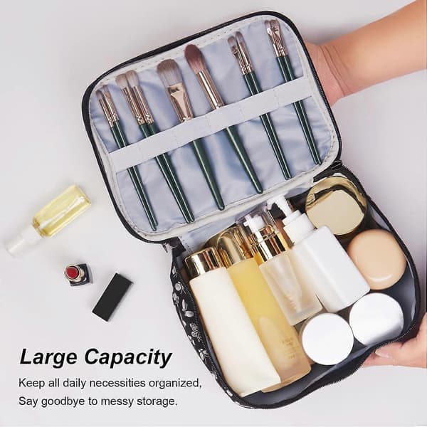 Makeup Bag Double Layer, Portable Travel Cosmetic Bag Makeup Organizer Clear Toiletry Bag