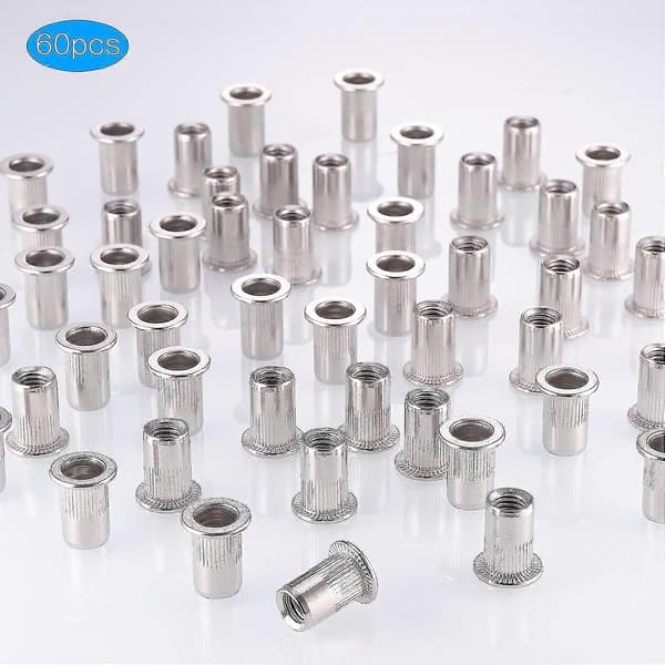 60 Pieces 304 Stainless Steel M8 Rivet Nut Flat Head Blind Nut Threaded Rivet Rivet Nut for Threaded Insert Pliers