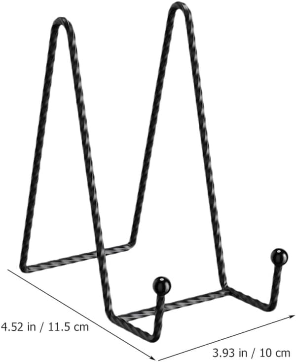 2 Pieces Display Stand Iron Plate Holder Easel Black Simple Design Craftsmanship Break Resistance Versatile