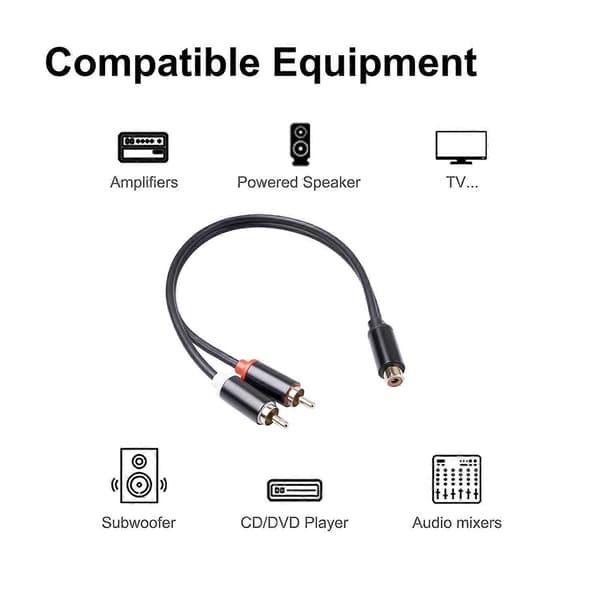 RCA-naaras-kaksois-2-RCA-urossovitin Stereo Splitter Y-äänikaapeli