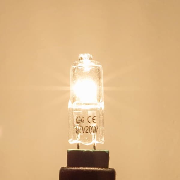 G4 20W 12V T3 JC Type 2-bens base halogenpærer til landskabsbelysning under møbler - Puck Light Track - 10 stk.
