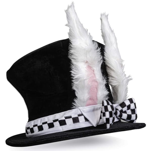 White Rabbit Top Hat - Rabbit Costume Hat with Ears for Adults KLB