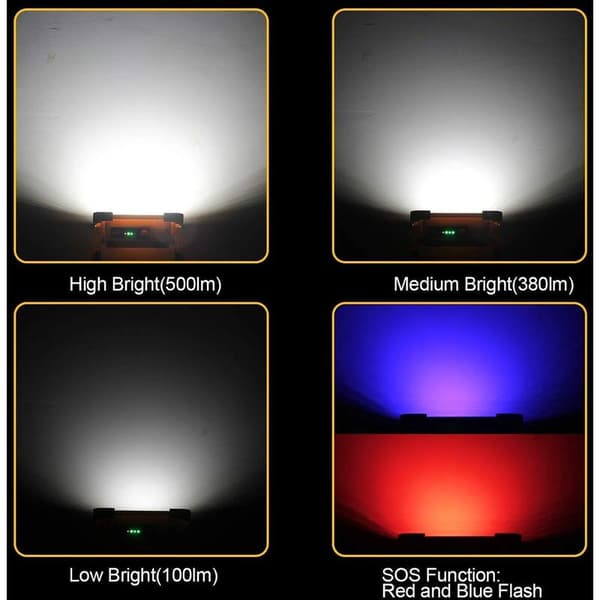 Rechargeable LED Floodlight, 60W 4 Modes LED Construction Floodlight, 3000 Lumen Portable Work Light with Rechargeable Battery and Solar Panel,