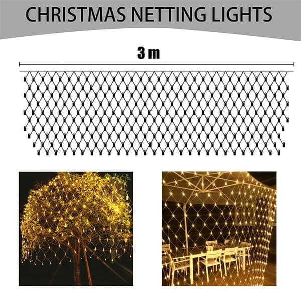 Decorative LED net lights 320 LEDs, Christmas net lighting 3x3 m, curtain string lights – for terrace and party, waterproof IP44