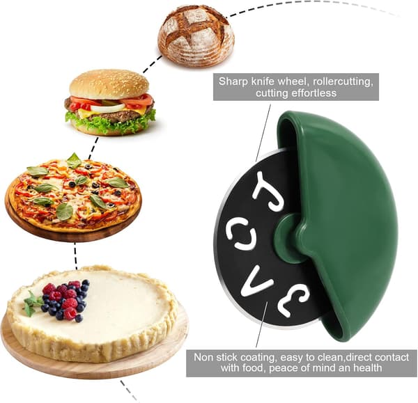 2 stk runde pizzakuttere, utskåret kjærlighet design rustfritt stål hjul slicer, multifunksjonell pizzakutter