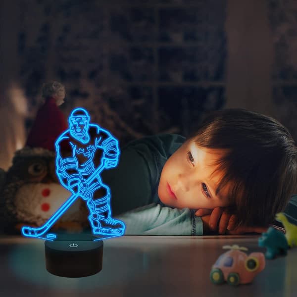 3D Nattlampe Ishockey Utøver 3D Illusjon Sengelampe