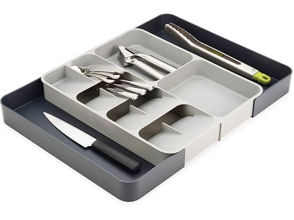 Extendable Cutlery Tray for Kitchen Drawer Plastic Grey 28–50x39 cm 868