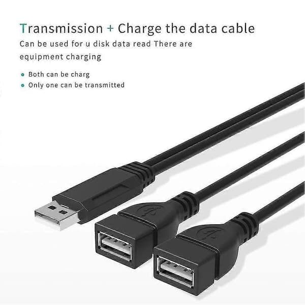 USB 2.0A Uros Kaksois-USB Naarasliitin Y-jakaja-keskitinsovitinkaapeli Virta