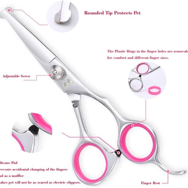 Rounded Tip Scissors for Dog Grooming, 5 Pieces, Cat and Dog Scissors, KLB
