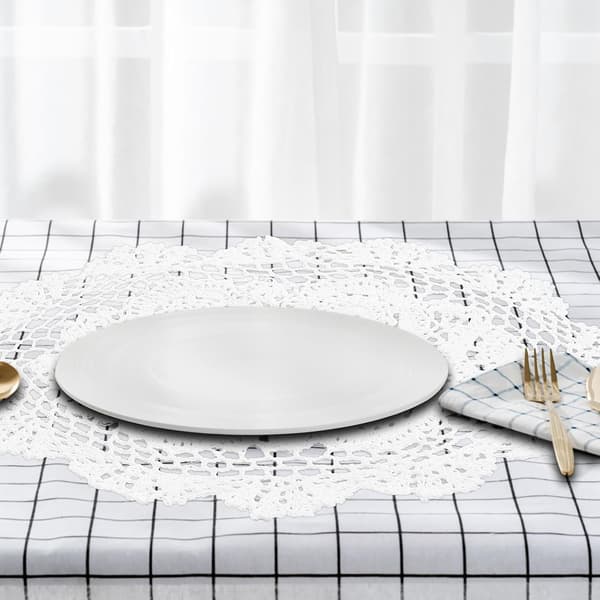 Cotton Lace Placemat Rustic Table Mat White Crocheted Design Easy to Clean Fine Workmanship
