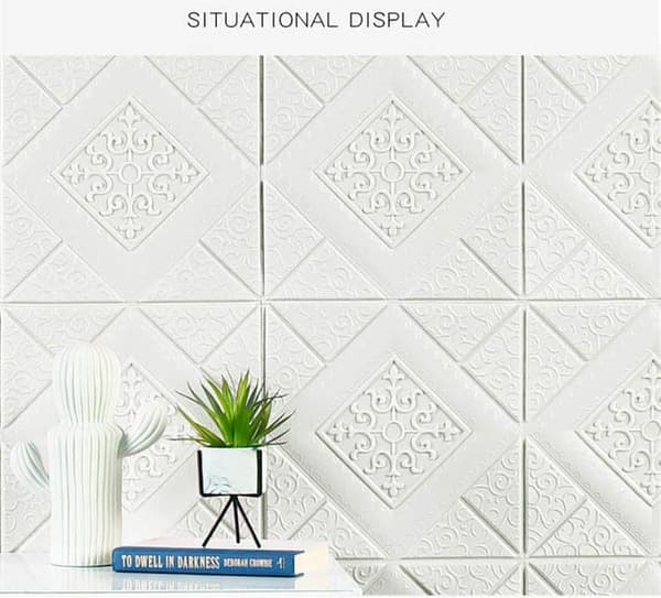 3D Wall Panel Wall Tiles 48-pack – Self-adhesive, Moisture-resistant, Shock-absorbing Foam Panel for Kitchen and Living Room