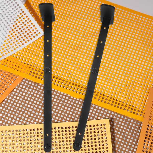 2 Adjustable Carbon Steel Pegboard Desk Mounts, Minimalist, Black, Sturdy and Reliable