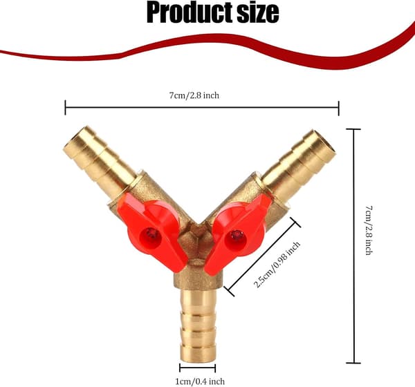 Y-rørfitting 3-vejs splitter kugleventil 3-vejs messing 10 mm kugleventil til vand, olie og gas til vanding af potteplanter