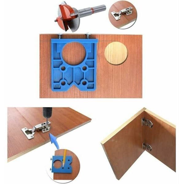 35 mm Hinge Jig Set with Concealed Hinge Drills, Drill Guide Tool for Cabinet Hinges and Mounting Plates, for Woodworking