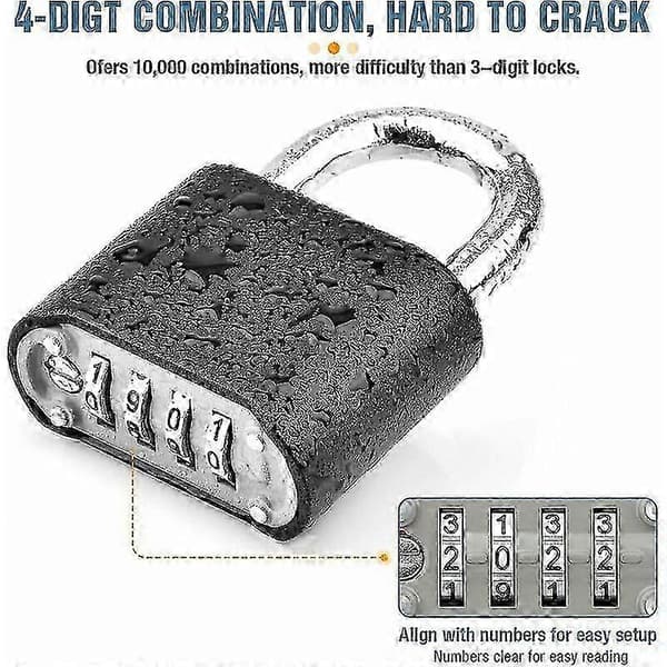 4-digit Combination Lock, 1 Waterproof Outdoor Combination Lock, Zinc Alloy Combination Lock, Robust 8mm Lock