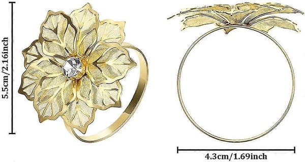 Servettringar, 24-pack servettringar legering ihålig blomma ring servetthållare