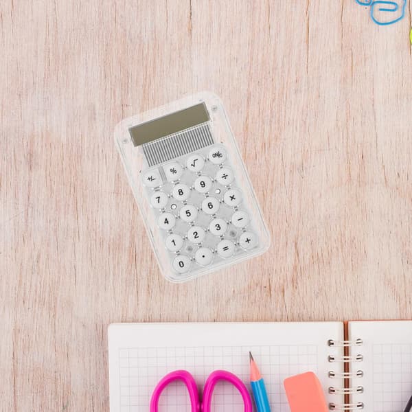 Small Calculator, Handheld Calculator, Student Calculator, 8-Digit Display Calculator for Office, White