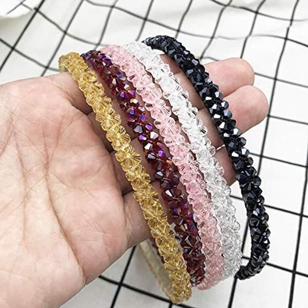 6-pack Bling Bling Dubbelrader Kristall Rhinestone Hårband för Kvinnor Flickor Tunna KLB