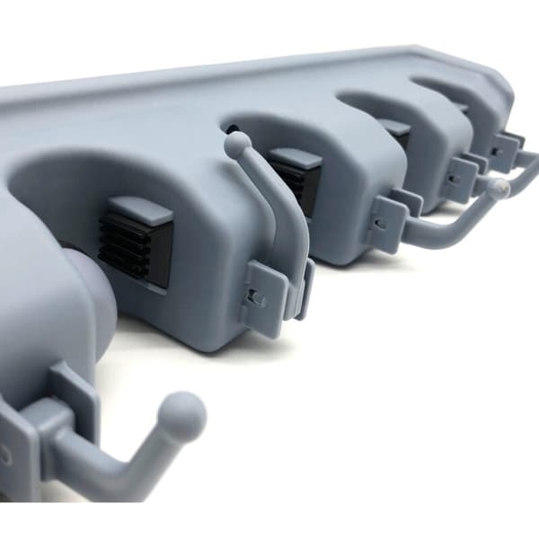 Wall-mounted 11-piece accessory system with 5 garden/tool holders and 6 hangers - 405 mm length - Black - Storage system