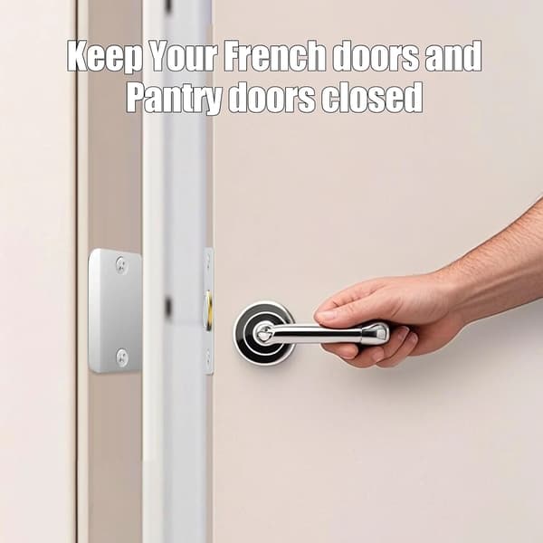 Magnetic Door Catch, Adjustable Strong Hidden Latch for French Double Doors and Wardrobe Doors, Silver, 2-Pack