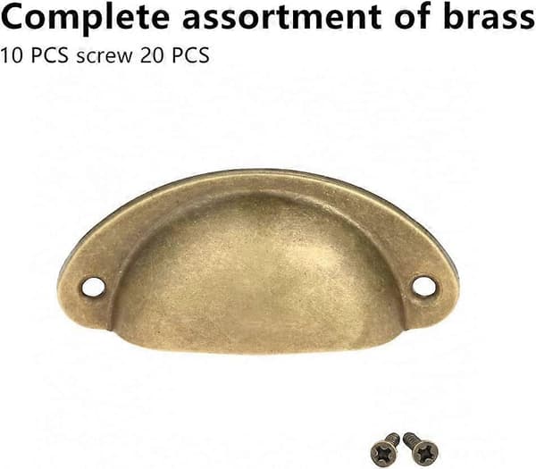 10 Pcs Brass Kitchen Cabinet Handles Retro Cabinet Handles Bowl Handles Half Moon Pull Handles with Screws