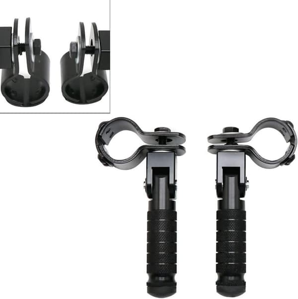 2 Pieces, Foldable Motorcycle Footrests, 90 Degree Foldable Rear Pedals with 31-33mm Clamp, 12.2 x 11 cm, Red