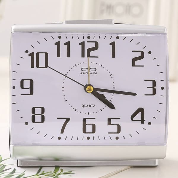 Analog Alarm Clock for Seniors, Silent Non-Ticking with Snooze and Backlight, Loud Crescendo Alarm, Large Digits, White