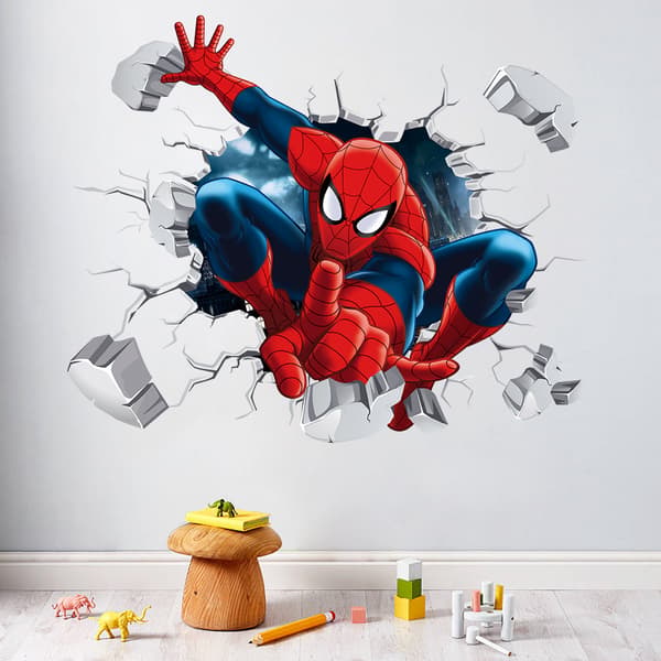 45*60cm Spiderman Veggklistremerker DIY Avtakbare Spiderman Barn