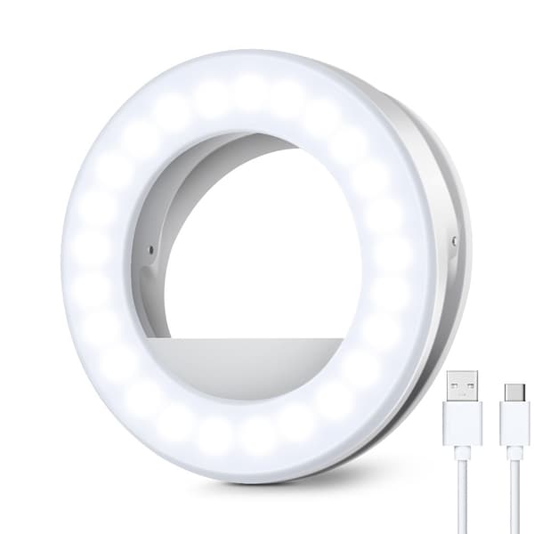 Hvid mobiltelefon selfie-lys, ringlys, 40 LED-lys med 3 B