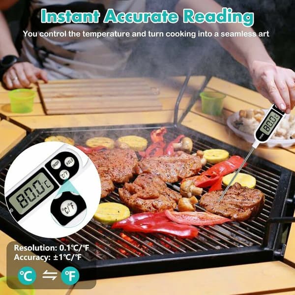 Kötttermometer, kökstermometer, digital snabbavläsning temperaturprob för matlagning med stor LCD-display ℉/℃-knapp