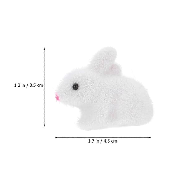 Flocked Rabbit Doll Decoration Set for Home with 6 White Ornaments [DB]